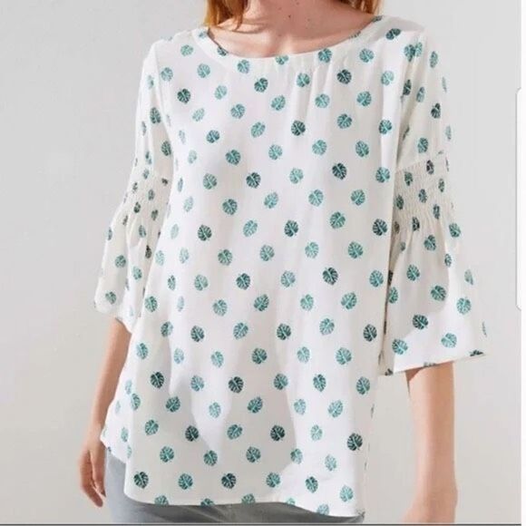 Loft Monstera Leaf Plant Graphic Bell Sleeve - Picture 1 of 7